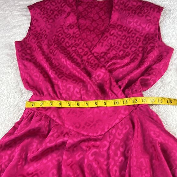 Vintage Unbranded hot pink leopard satin Wrap dress, size Small - Picture 6 of 6